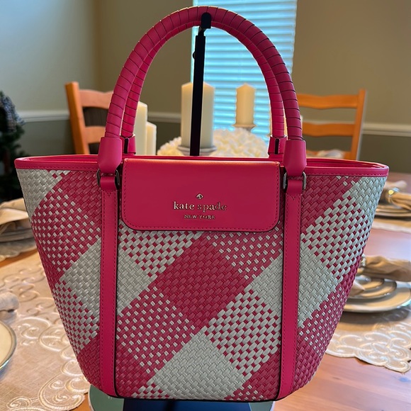 kate spade Handbags - Kate Spade gingham Hot pink & white bag! NWT!!!